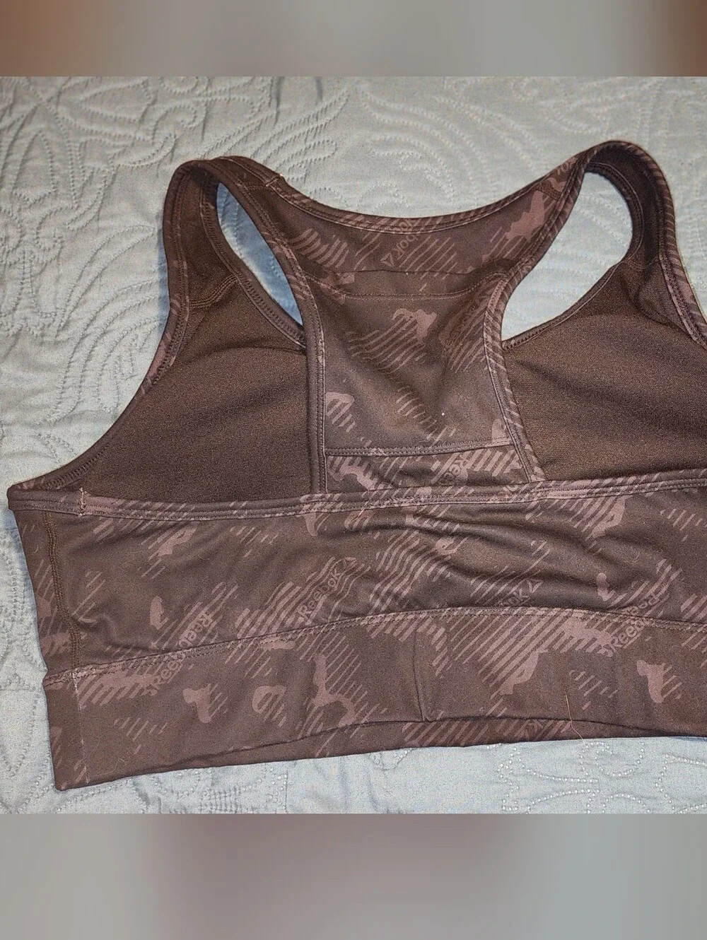 Reebok Black/gray Patterned Racerback Sports Bra